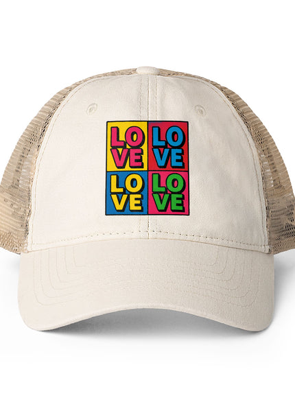 "Love - Andy Warhol Style" Women's Washed Mesh-Back Cap