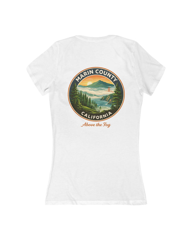 "Marin County, Above the Fog" Women's Jersey Short Sleeve Deep V-Neck Tee