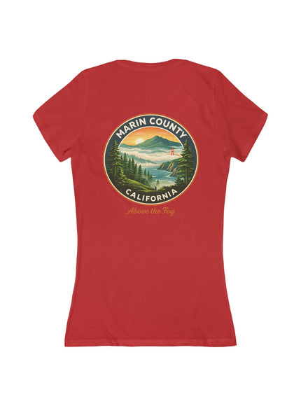"Marin County, Above the Fog" Women's Jersey Short Sleeve Deep V-Neck Tee