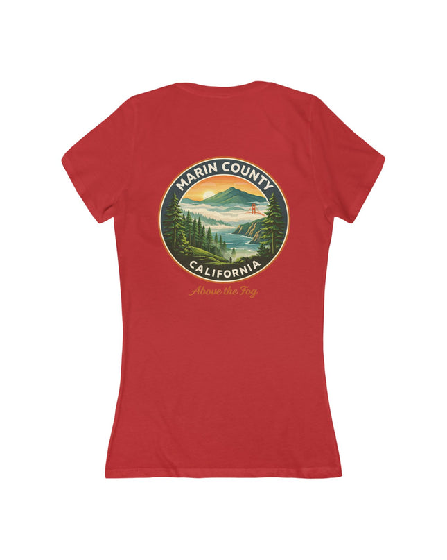 "Marin County, Above the Fog" Women's Jersey Short Sleeve Deep V-Neck Tee