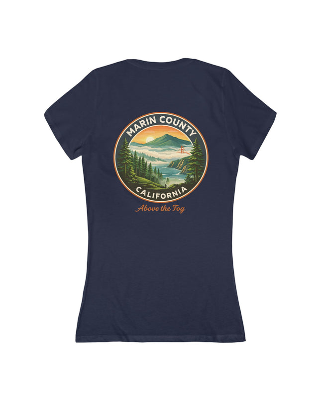 "Marin County, Above the Fog" Women's Jersey Short Sleeve Deep V-Neck Tee
