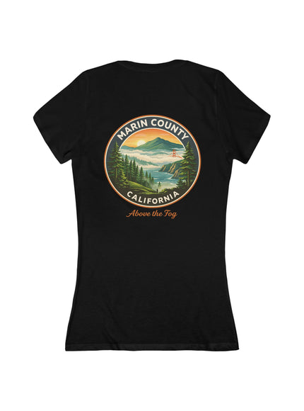 "Marin County, Above the Fog" Women's Jersey Short Sleeve Deep V-Neck Tee