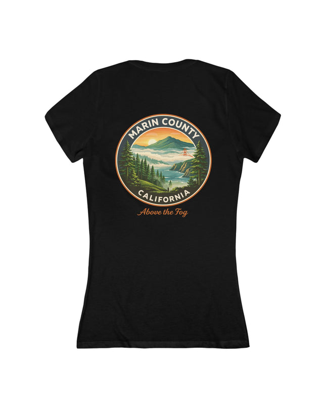 "Marin County, Above the Fog" Women's Jersey Short Sleeve Deep V-Neck Tee