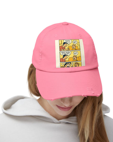 "67 is a Child's Only Answer" - Unisex Distressed Cap