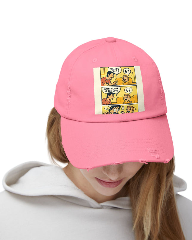 "67 is a Child's Only Answer" - Unisex Distressed Cap