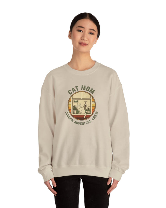 "Cat Mom Indoor Adventure Crew" Unisex Adult Sweatshirt