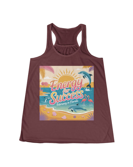 "February in Florida, Energy for Success" Women's Flowy Racerback Tank