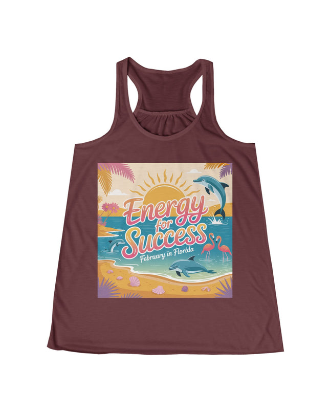 "February in Florida, Energy for Success" Women's Flowy Racerback Tank