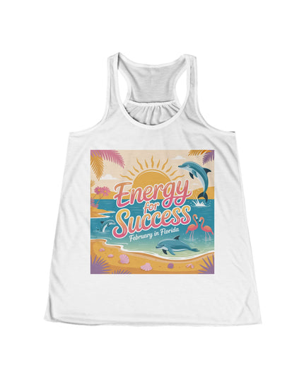 "February in Florida, Energy for Success" Women's Flowy Racerback Tank