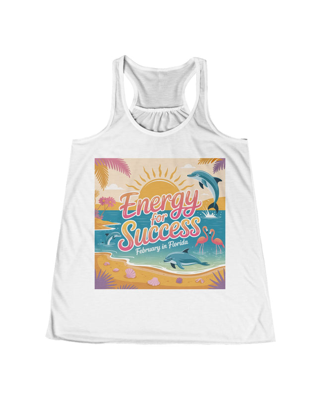 "February in Florida, Energy for Success" Women's Flowy Racerback Tank