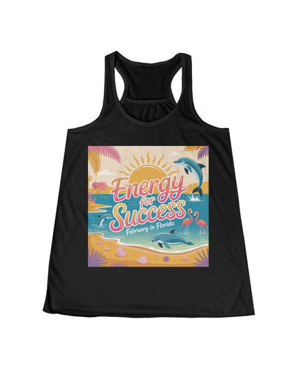 "February in Florida, Energy for Success" Women's Flowy Racerback Tank