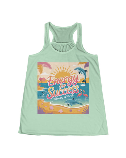 "February in Florida, Energy for Success" Women's Flowy Racerback Tank
