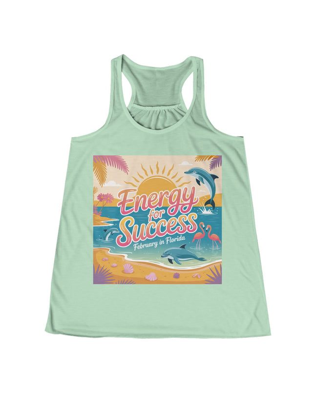 "February in Florida, Energy for Success" Women's Flowy Racerback Tank