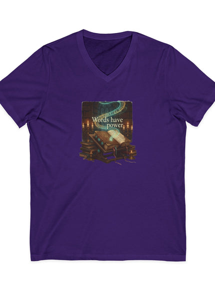 "Words Have Power" Unisex Jersey Short Sleeve V-Neck Tee