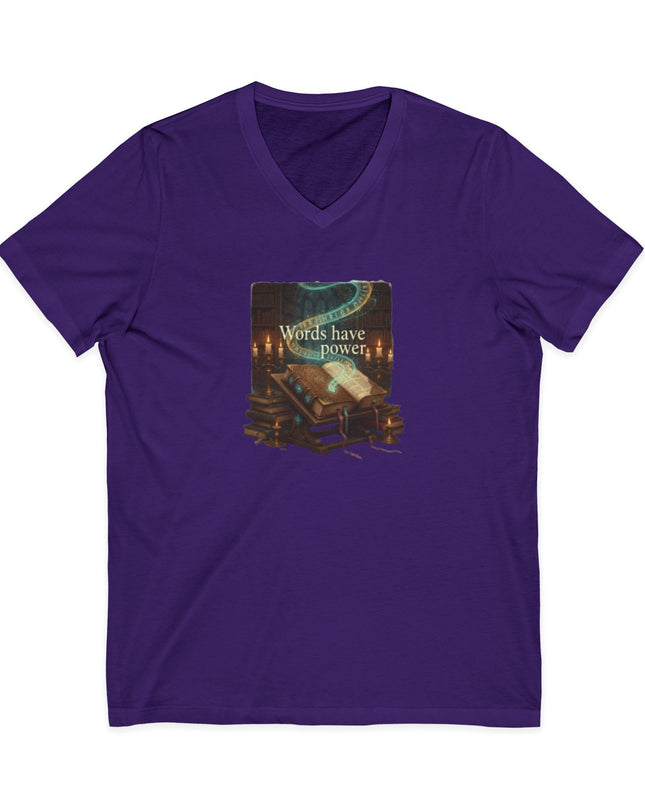 "Words Have Power" Unisex Jersey Short Sleeve V-Neck Tee