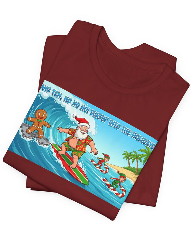 "Surfing into the Holidays" Unisex Jersey Short Sleeve Tee