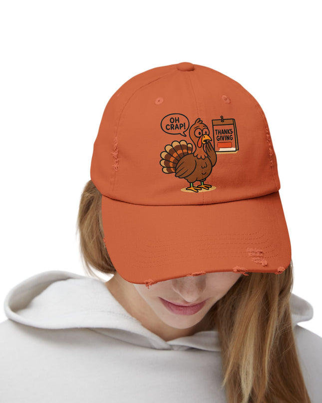 "Oh crap, Thanksgiving" Unisex Distressed Cap