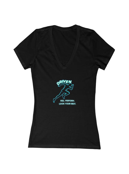 "Driven" Women's Jersey Short Sleeve Deep V-Neck Tee