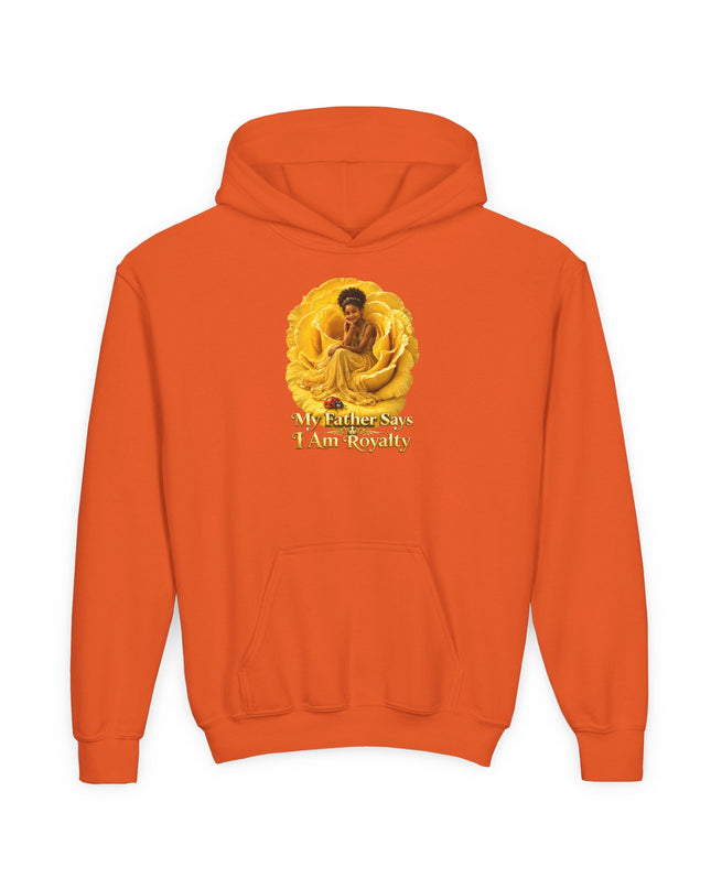 "My Father Says I am Royalty" Youth Heavy Blend Hooded Sweatshirt