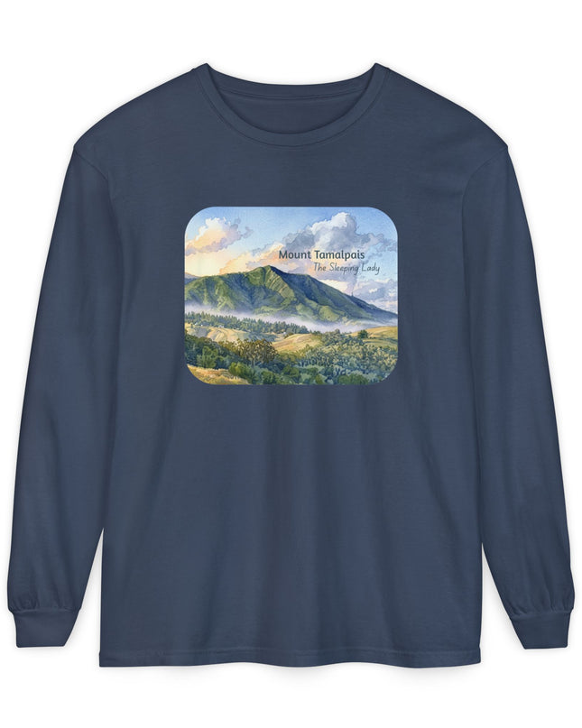 "Mount Tamalpais, the Sleeping Lady" Unisex Garment-dyed Long Sleeve T-Shirt