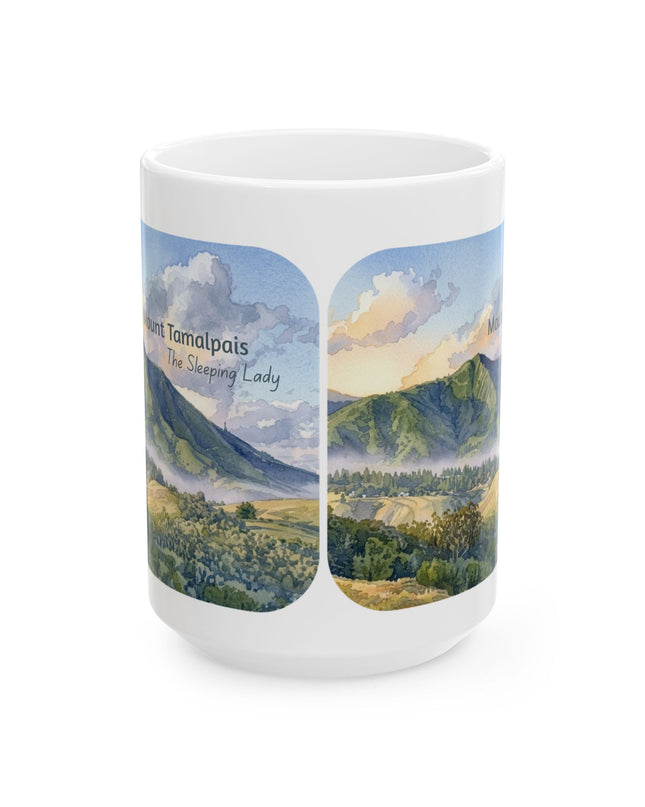 "Mount Tamalpais, the Sleeping Lady" Ceramic Mug, (11oz, 15oz)