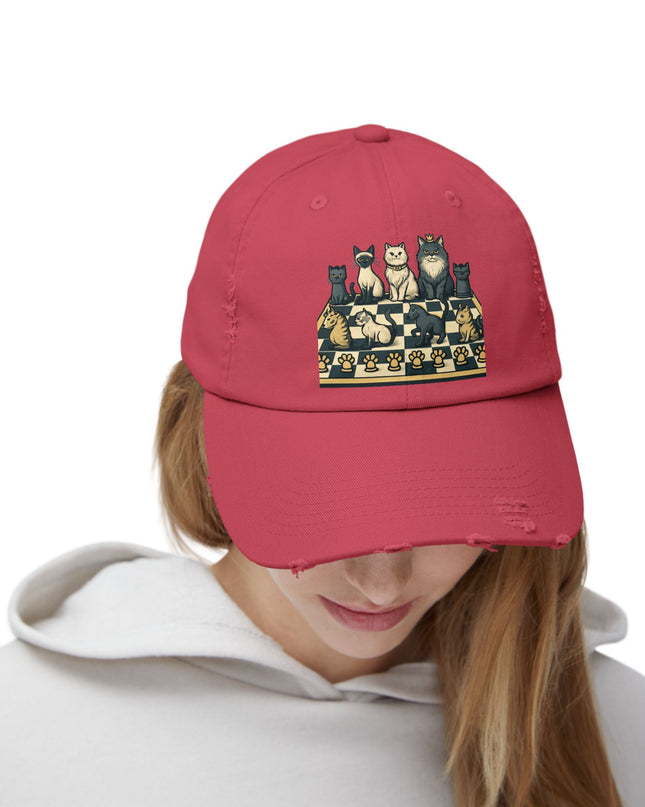 "Chess with cat pieces" Unisex Distressed Cap