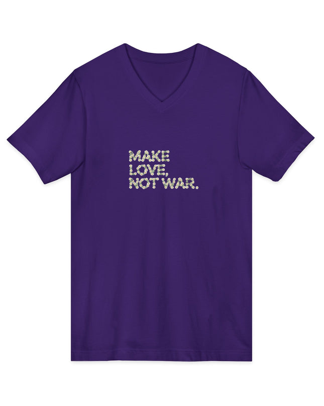 "Make Love Not War" Unisex Jersey Short Sleeve V-Neck Tee