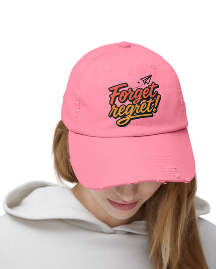 "Forget regret" Unisex Distressed Cap