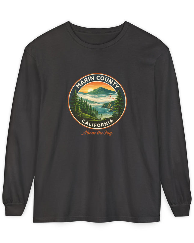 "Marin County, Above the Fog" Unisex Garment-dyed Long Sleeve T-Shirt