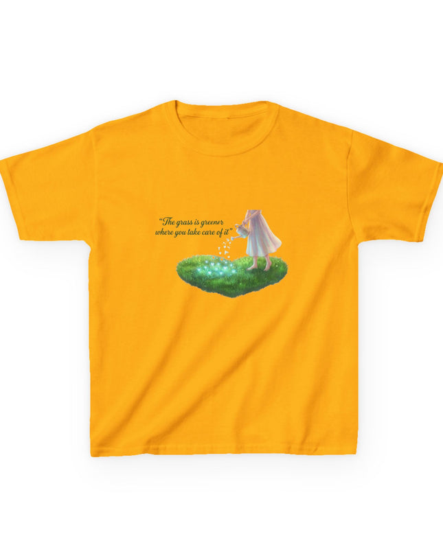 "The Grass is Greener Where You Take Care of It" Kids Heavy Cotton Tee