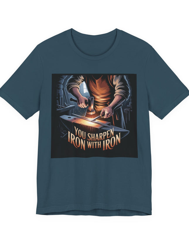 "You sharpen iron with iron" Unisex Jersey Short Sleeve Tee