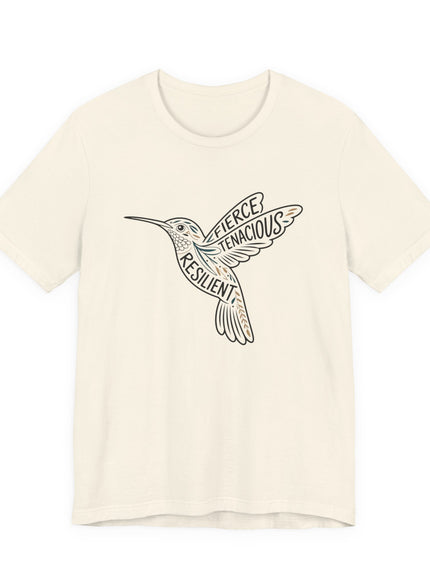 "Hummingbird with words in it" Unisex Jersey Short Sleeve Tee
