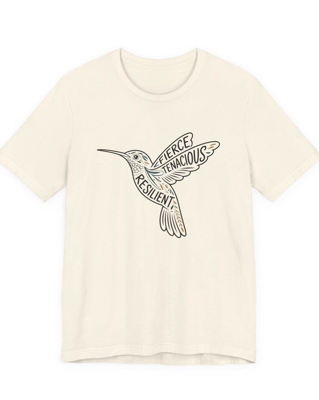 "Hummingbird with words in it" Unisex Jersey Short Sleeve Tee
