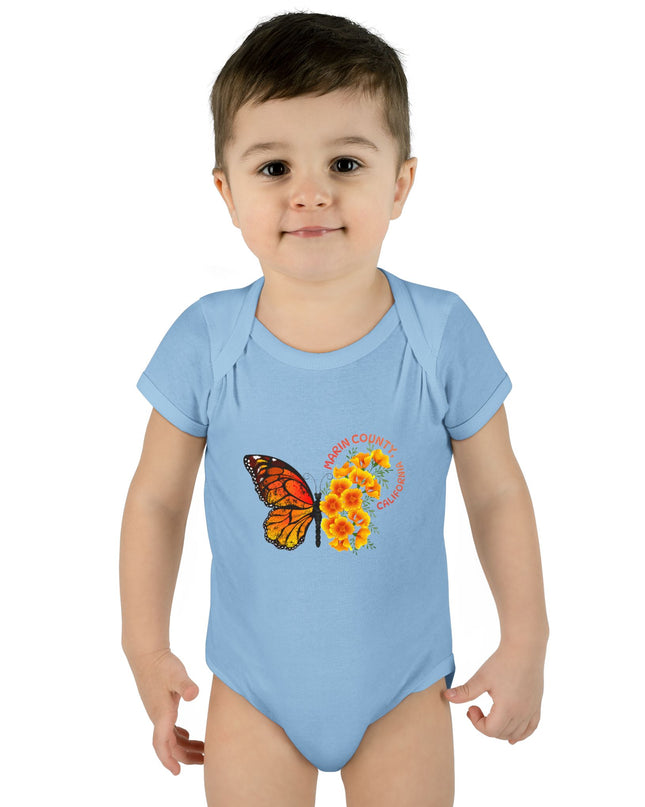 "Butterflies and Poppies Marin County, California" Infant Baby Rib Bodysuit