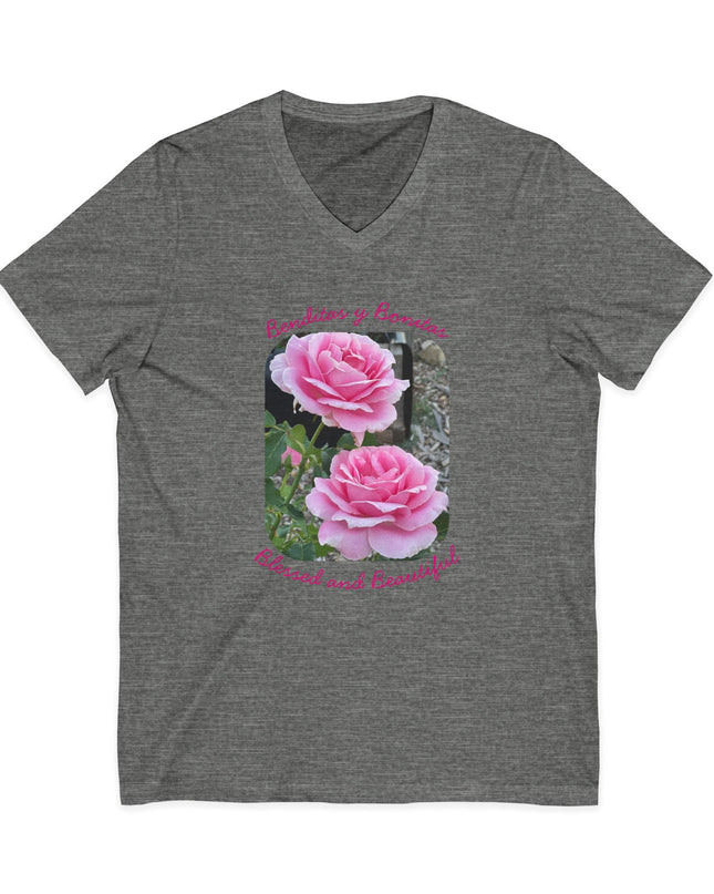"Blessed and Beautiful" Ladies' V-Neck T-Shirt