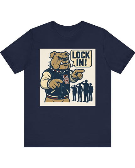 "The Fierce San Rafael High School Bulldog says Lock in!" Unisex Jersey Short Sleeve Tee