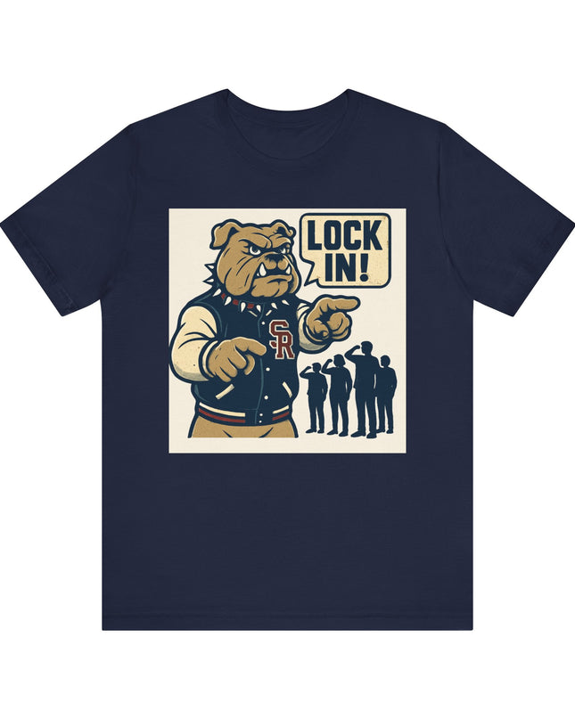 "The Fierce San Rafael High School Bulldog says Lock in!" Unisex Jersey Short Sleeve Tee