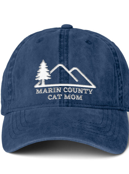 "Marin County Cat Mom" Women's Pigment-Dyed Cap with Fashion Undervisor (Embroidery)