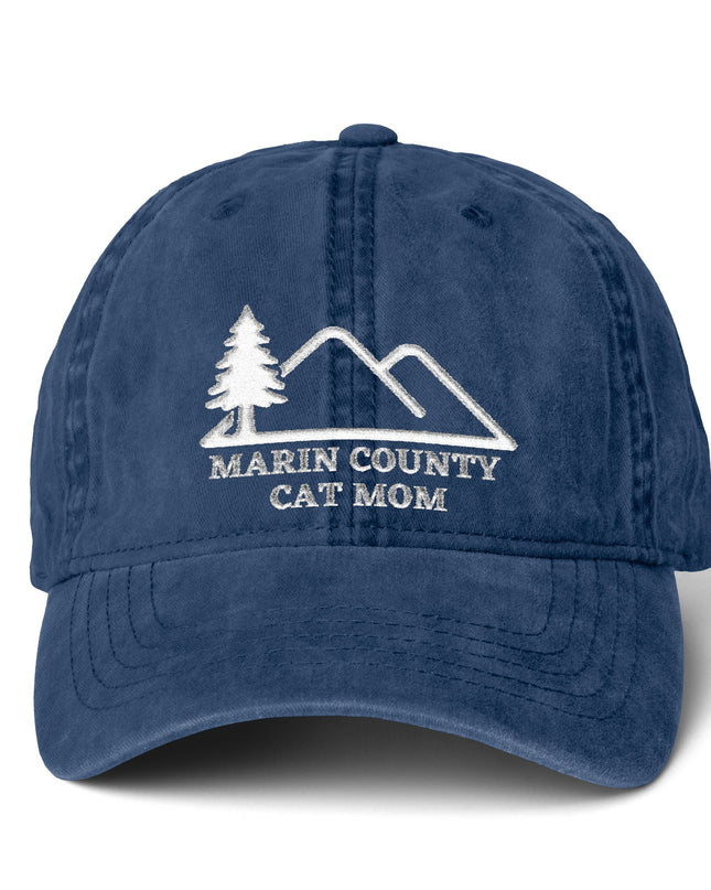 "Marin County Cat Mom" Women's Pigment-Dyed Cap with Fashion Undervisor (Embroidery)