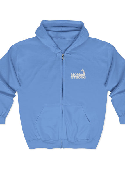 "Mom Strong (White embroidery)" Unisex Heavy Blend Full Zip Hooded Sweatshirt