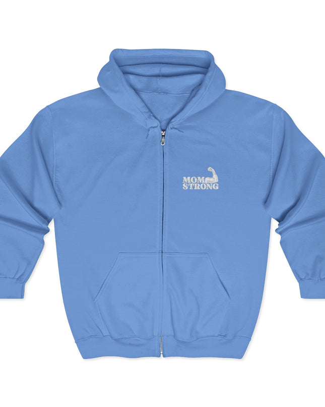 "Mom Strong (White embroidery)" Unisex Heavy Blend Full Zip Hooded Sweatshirt