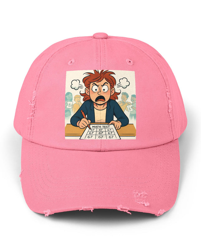 "67 with a Frustrated Math Teacher" - Unisex Distressed Cap
