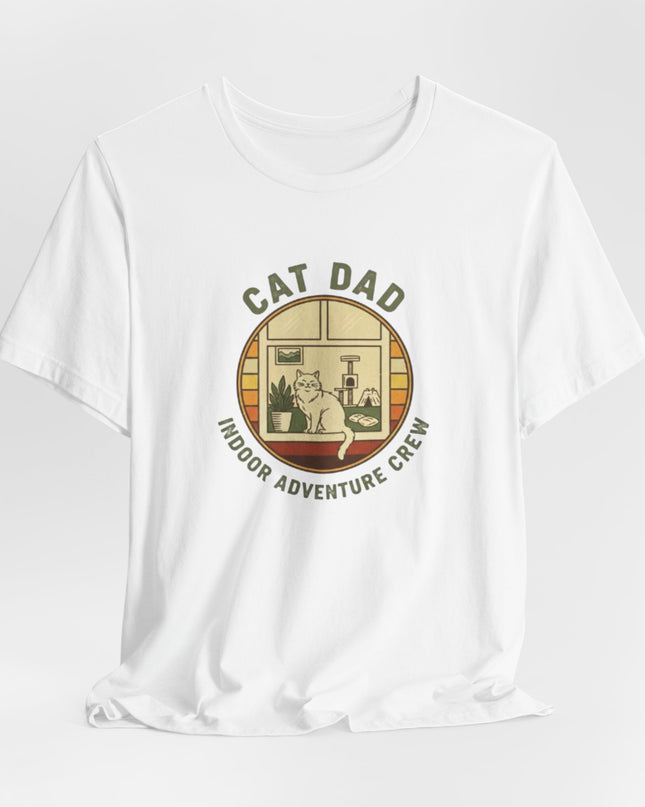 "Cat Dad Indoor Adventure Crew" Unisex Jersey Short Sleeve Tee