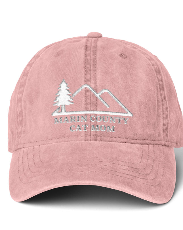 "Marin County Cat Mom" Women's Pigment-Dyed Cap with Fashion Undervisor (Embroidery)