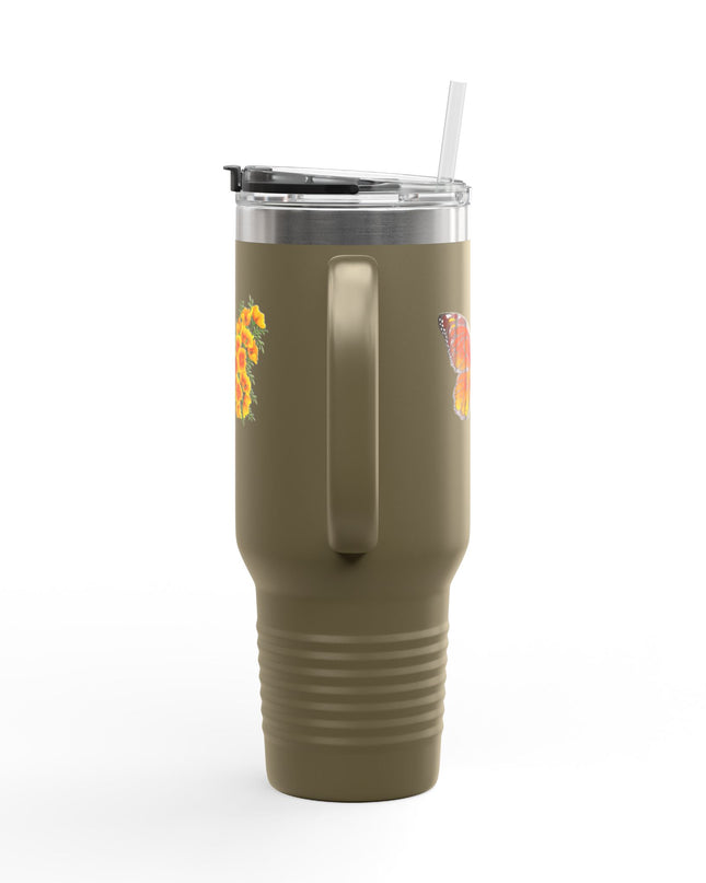 "Butterfly Poppies" Insulated Travel Mug, 40oz
