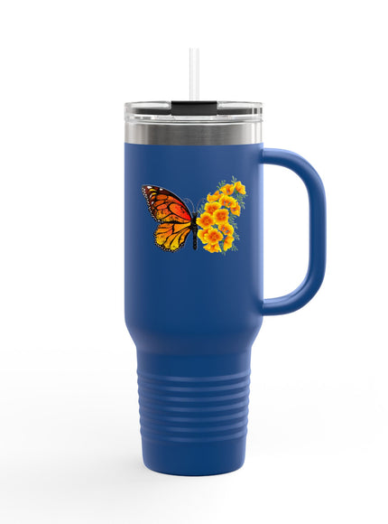 "Butterfly Poppies" Insulated Travel Mug, 40oz
