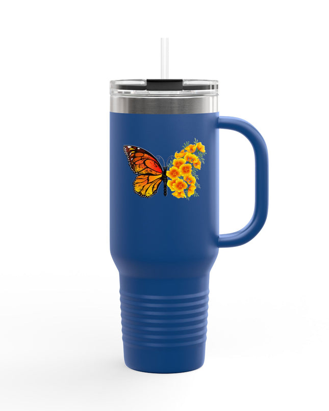 "Butterfly Poppies" Insulated Travel Mug, 40oz