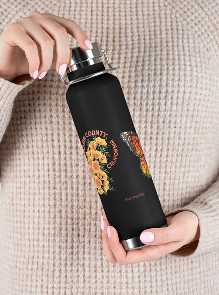 "Butterflies and Poppies Marin County, California" Copper Vacuum Insulated Bottle, 22oz