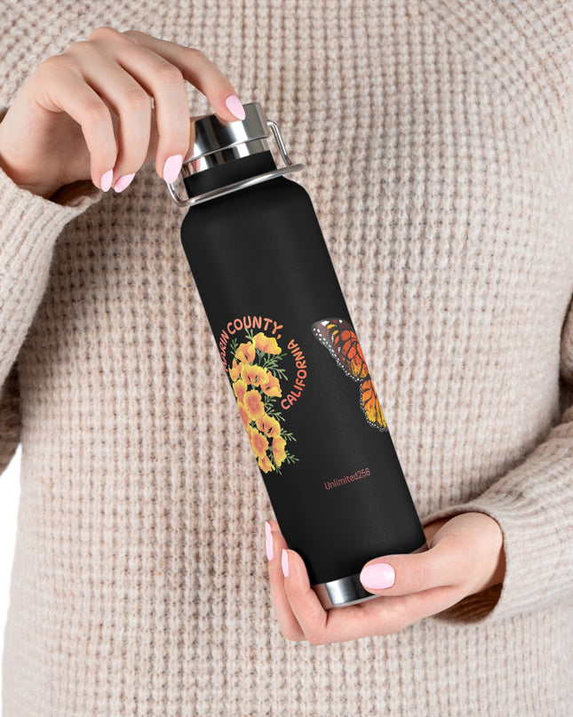 "Butterflies and Poppies Marin County, California" Copper Vacuum Insulated Bottle, 22oz
