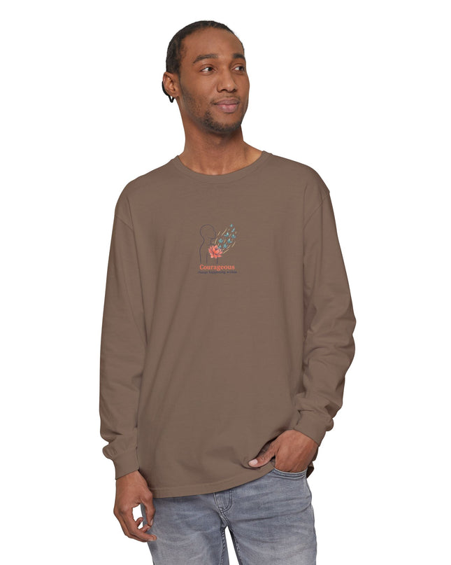 "Courageous Change Happening Within" Unisex Garment-dyed Long Sleeve T-Shirt